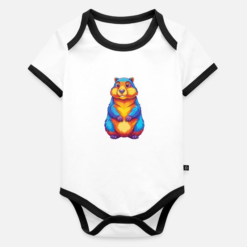 Murmeltier Buntes Kawaii Cartoon Figur Tier Baby Bio-Kurzarm-Kontrastbody