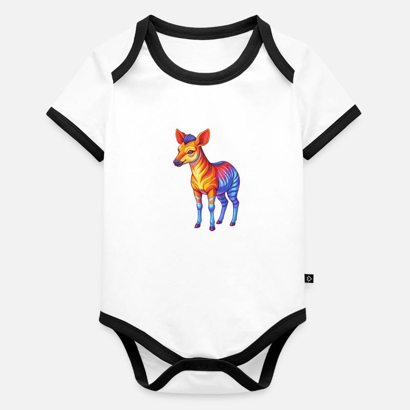 Okapi Bunte Kawaii Cartoon Figur Clipart Baby Bio-Kurzarm-Kontrastbody