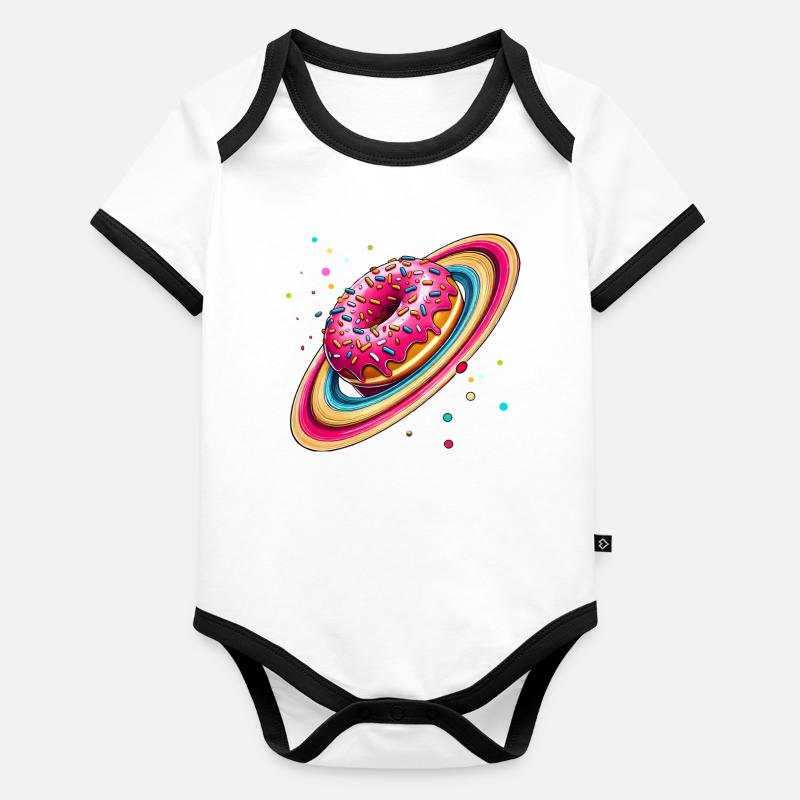 Un beignet avec des pépites colorées comme la planète Saturne Body Bébé bio contrasté manches courtes