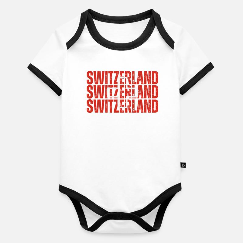 Flagge der Schweiz, Schweizer Stolz Baby Bio-Kurzarm-Kontrastbody