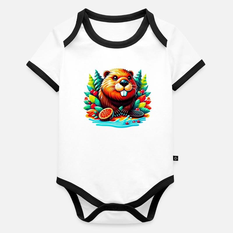 Castor Body Bébé bio contrasté manches courtes