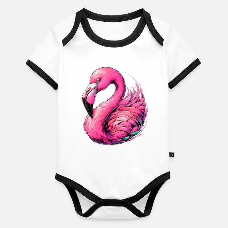 Flamant Body Bébé bio contrasté manches courtes