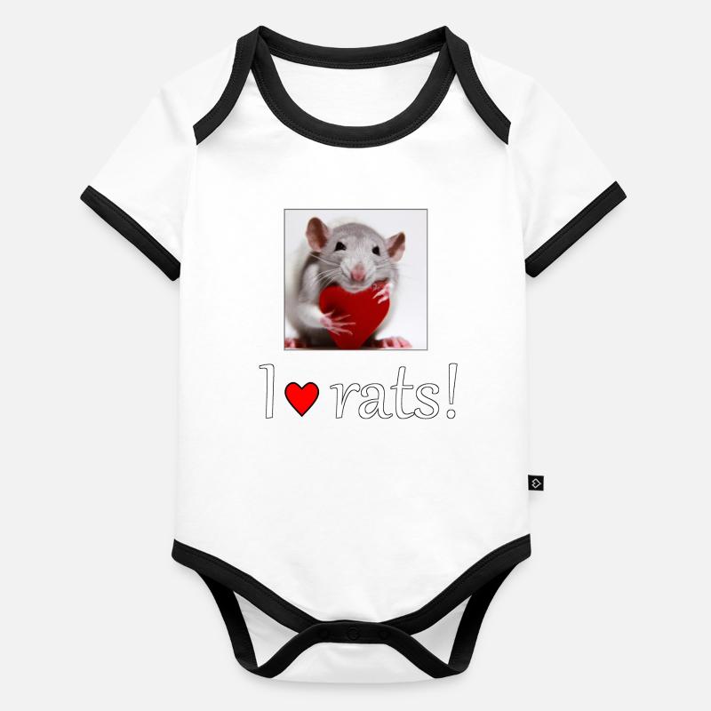 Ratte mit Herz Baby Bio-Kurzarm-Kontrastbody