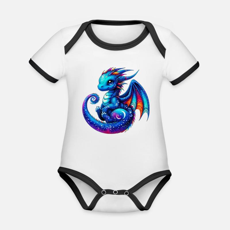 Dragon - Body Bébé bio contrasté manches courtes - blanc/noir
