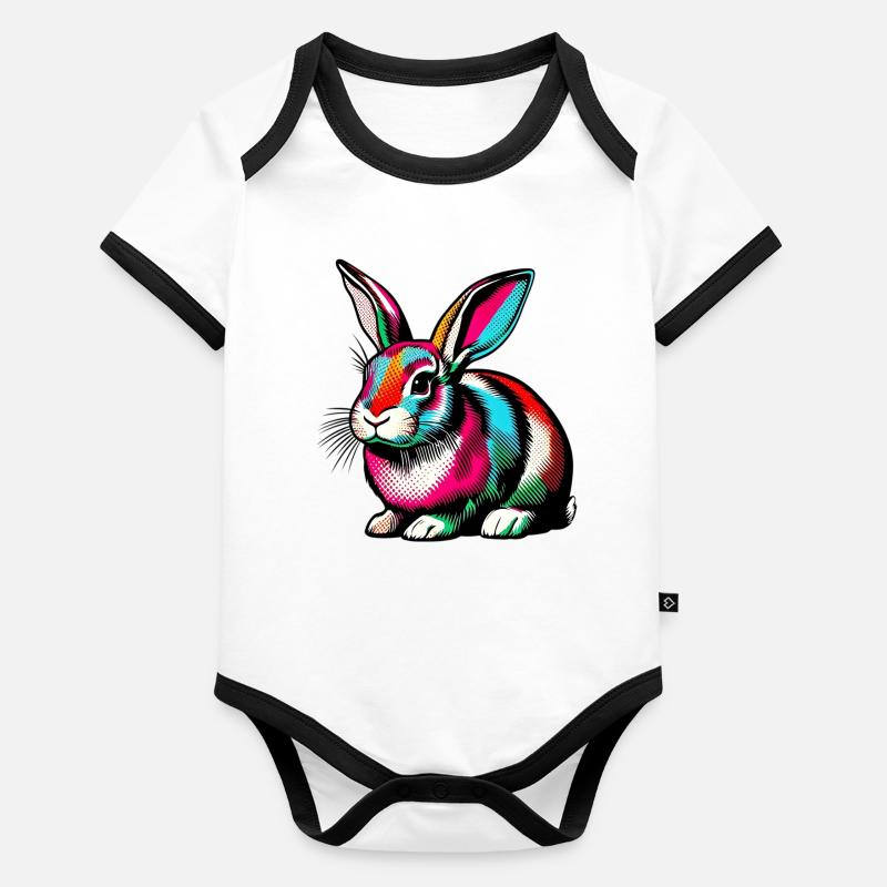 Lapin Body Bébé bio contrasté manches courtes