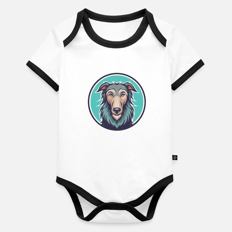 Lévrier écossais race de chien dessin animé Kawaii Body Bébé bio contrasté manches courtes