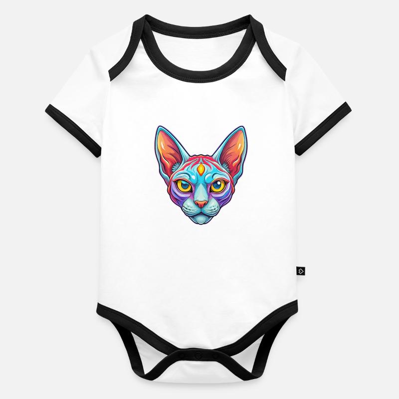 rouge Devon Rex Chat Race Dessin animé Kawaii Animal Pet Body Bébé bio contrasté manches courtes