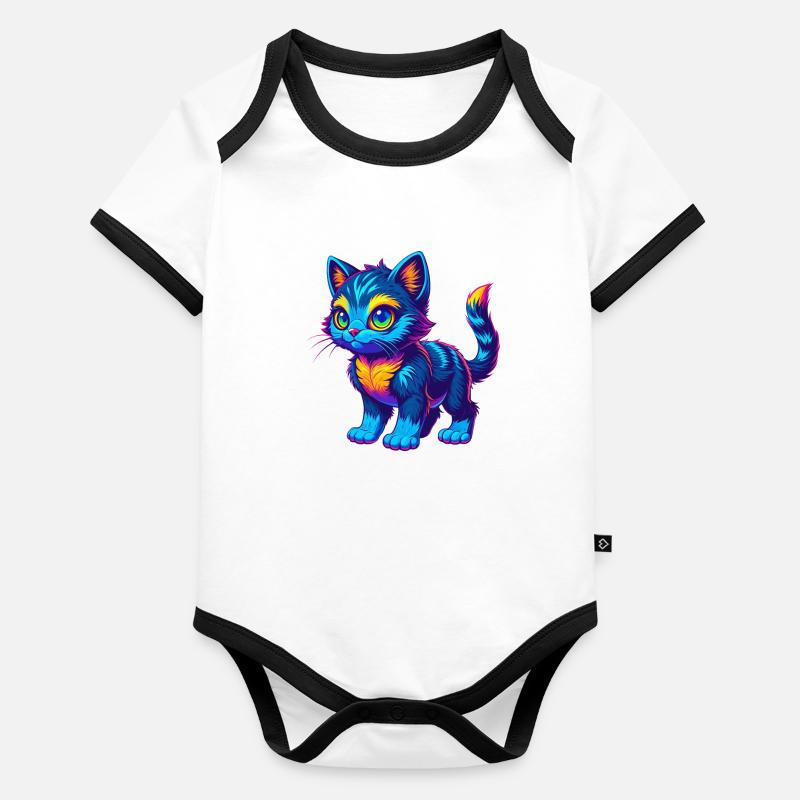 Pixie Bob Chat Race Dessin animé Kawaii Animal Pet Body Bébé bio contrasté manches courtes