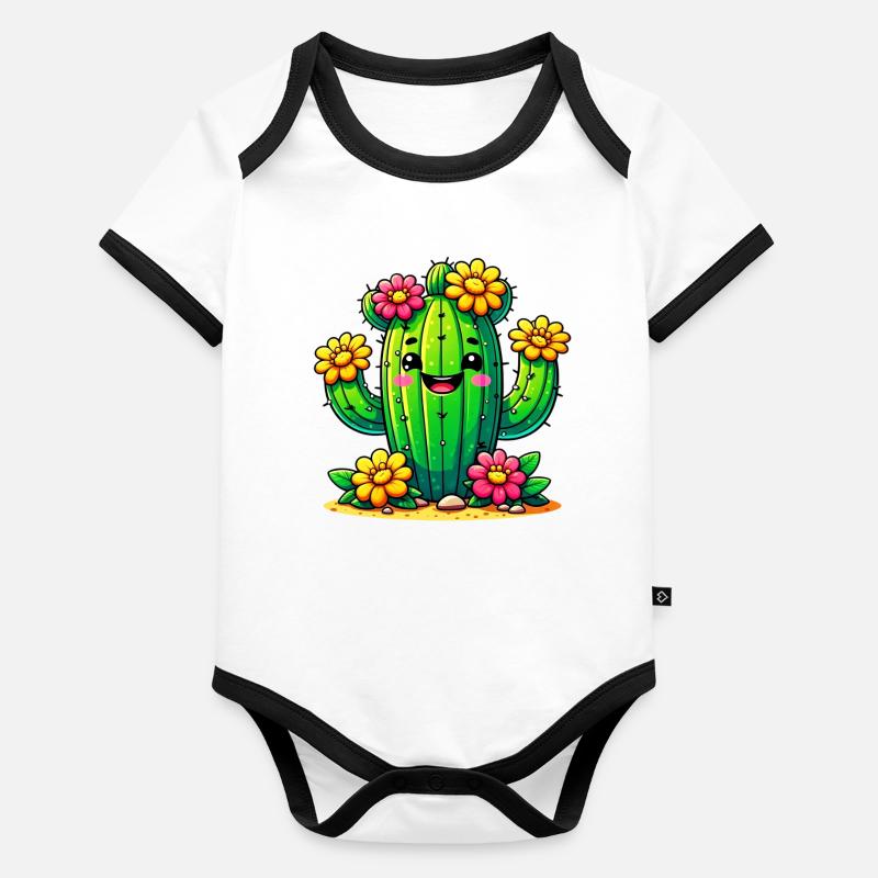 Cactus Body Bébé bio contrasté manches courtes