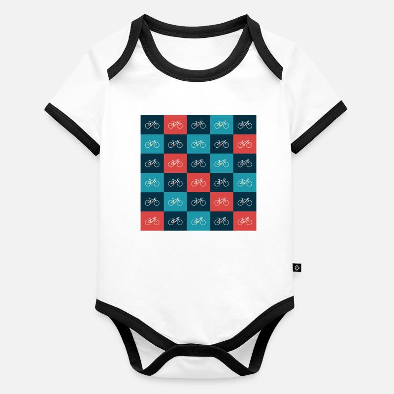 Motif de vélo vibrant Artwork Body Bébé bio contrasté manches courtes