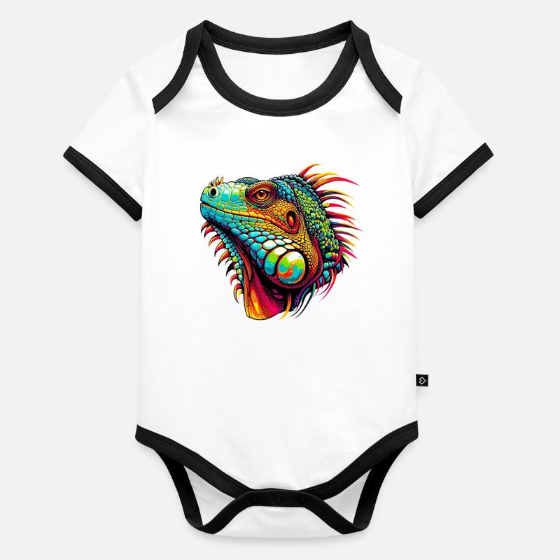 Iguane Body Bébé bio contrasté manches courtes