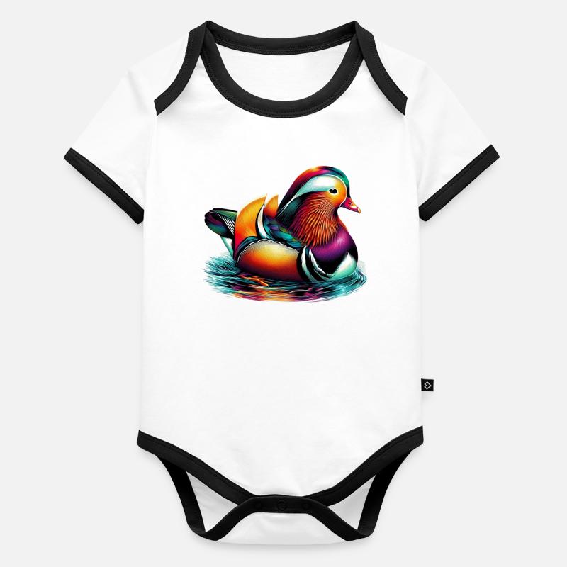 Mandarinente Baby Bio-Kurzarm-Kontrastbody