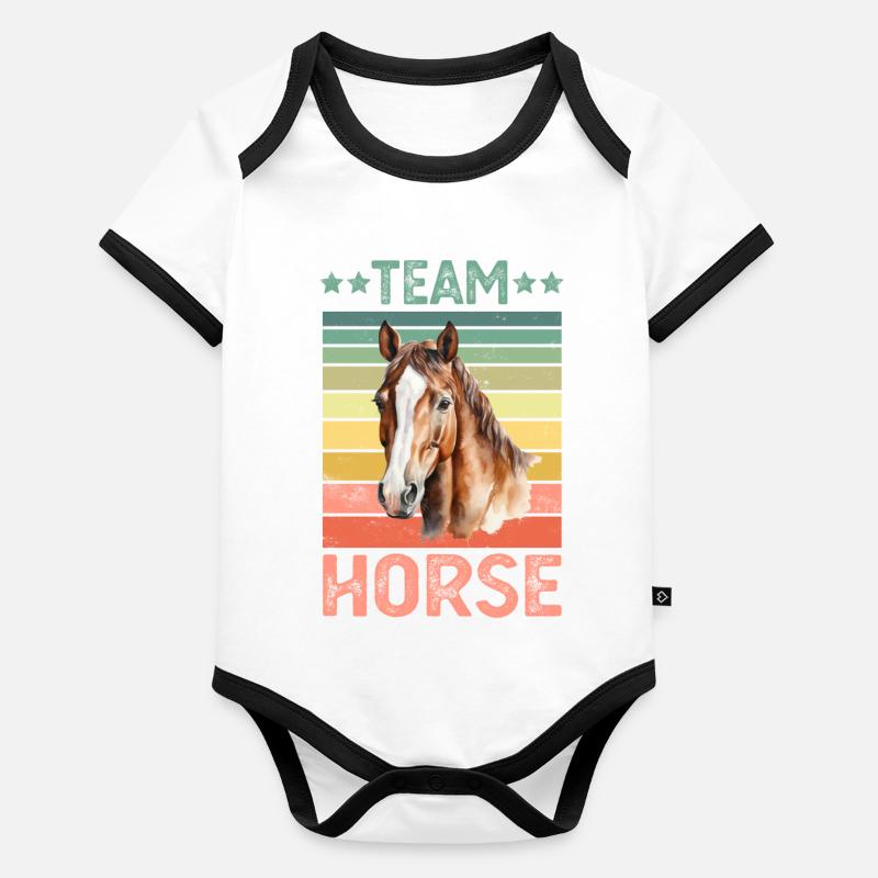 Cheval Body Bébé bio contrasté manches courtes