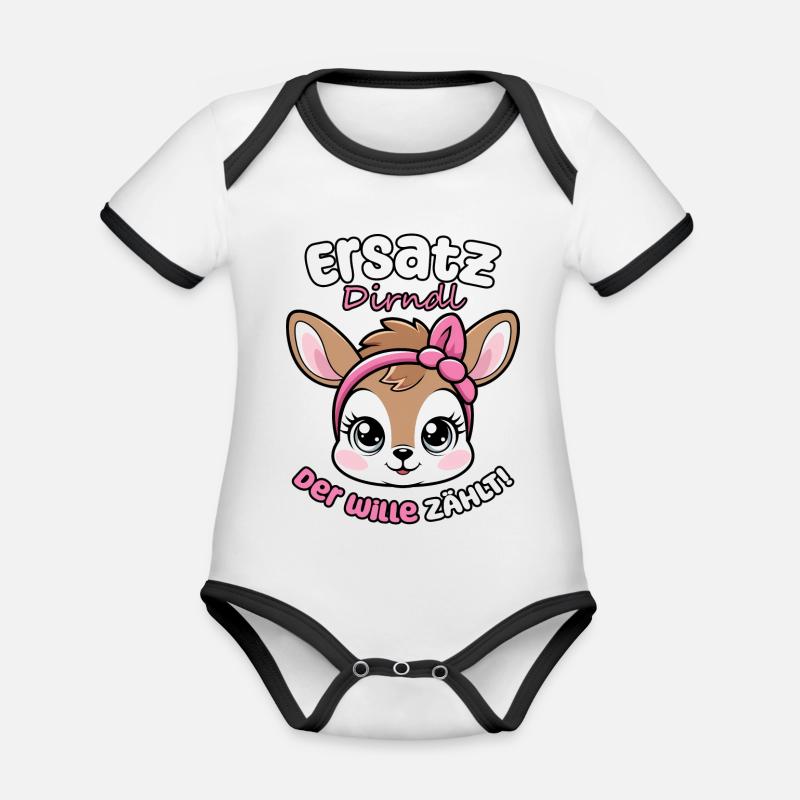 Kawaii Hirsch dit dirndl de remplacement, la volonté compte ! - Body Bébé bio contrasté manches courtes - blanc/noir