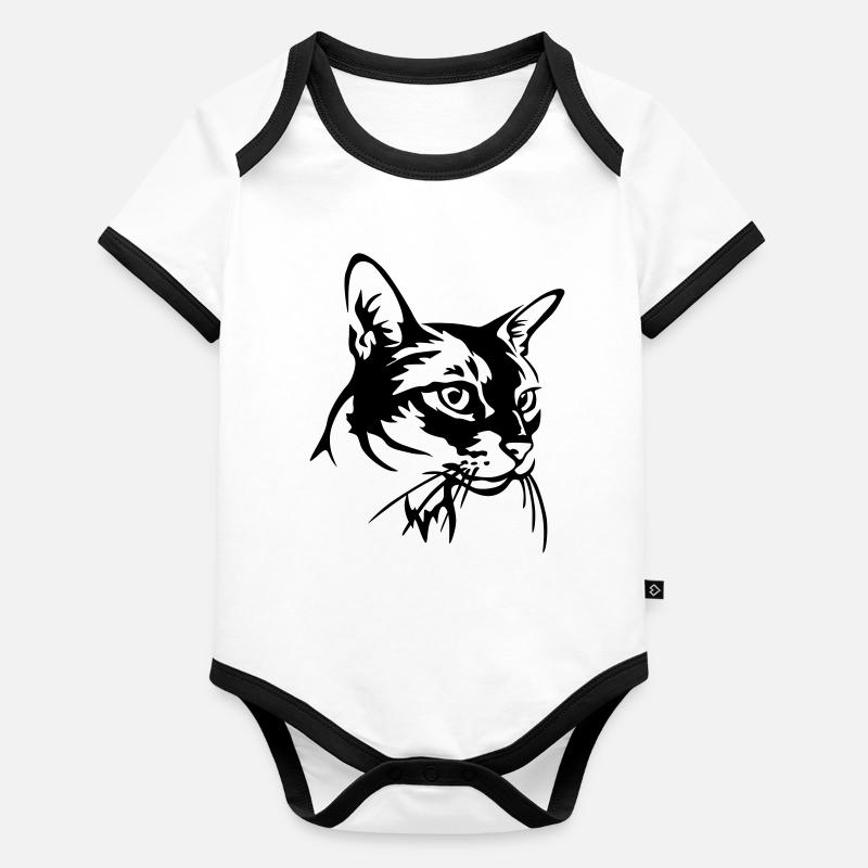 Abessiner Katze Baby Bio-Kurzarm-Kontrastbody