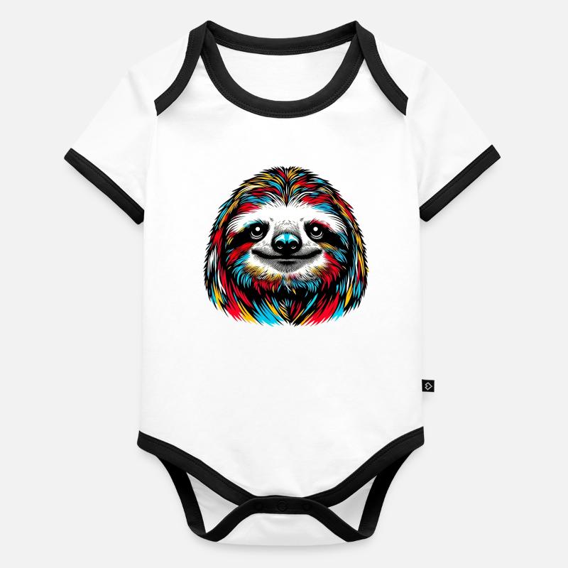 Faultier Baby Bio-Kurzarm-Kontrastbody