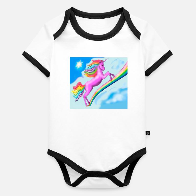 Unicorn and Rainbow Organic Baby Contrasting Bodysuit
