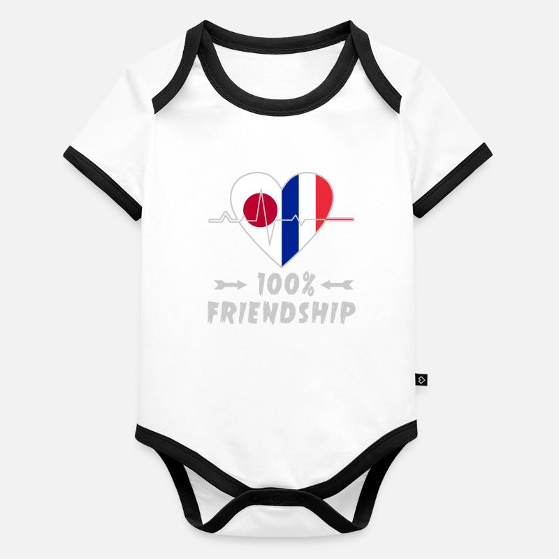 Japan und Frankreich 100% Freundschaft Baby Bio-Kurzarm-Kontrastbody