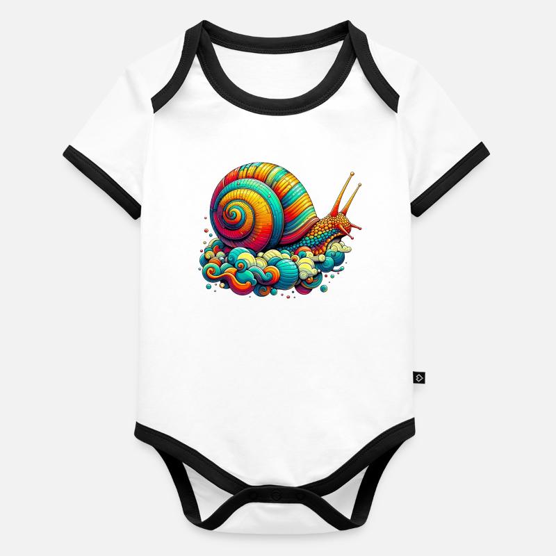 Escargot Body Bébé bio contrasté manches courtes