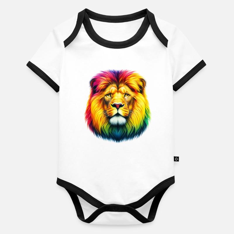 Lion Body Bébé bio contrasté manches courtes