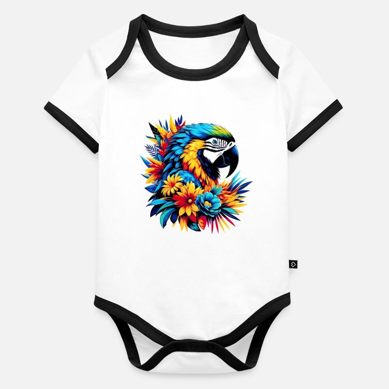 Perroquet Body Bébé bio contrasté manches courtes