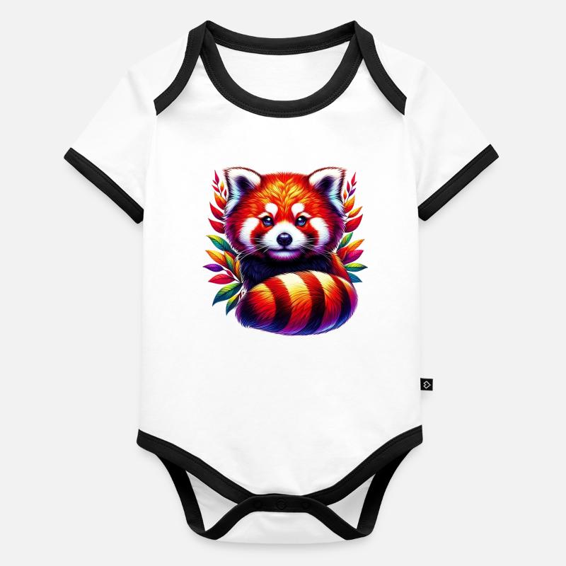 Petit panda Body Bébé bio contrasté manches courtes