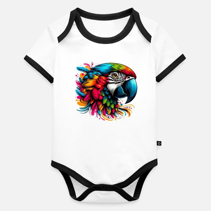 Perroquet Body Bébé bio contrasté manches courtes