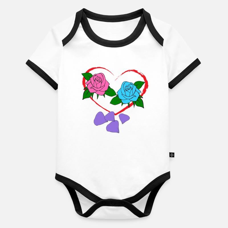 Saint-valentin Body Bébé bio contrasté manches courtes