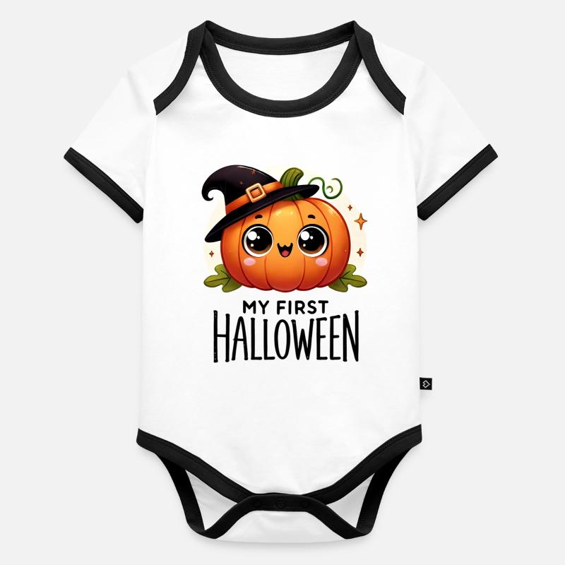My First Halloween - Cute Pumpkin Baby Bio-Kurzarm-Kontrastbody