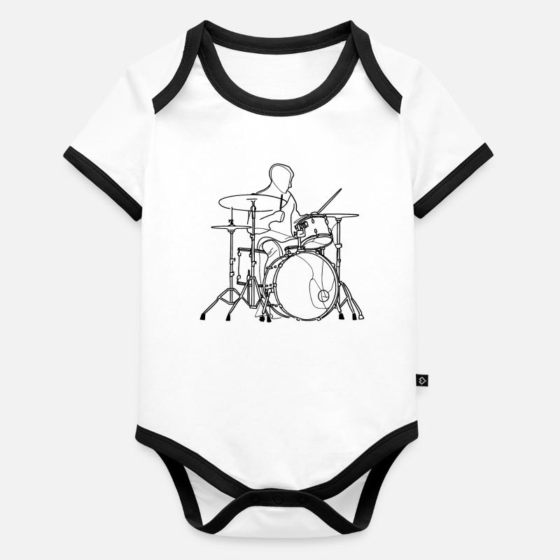 Dessin du batteur Body Bébé bio contrasté manches courtes