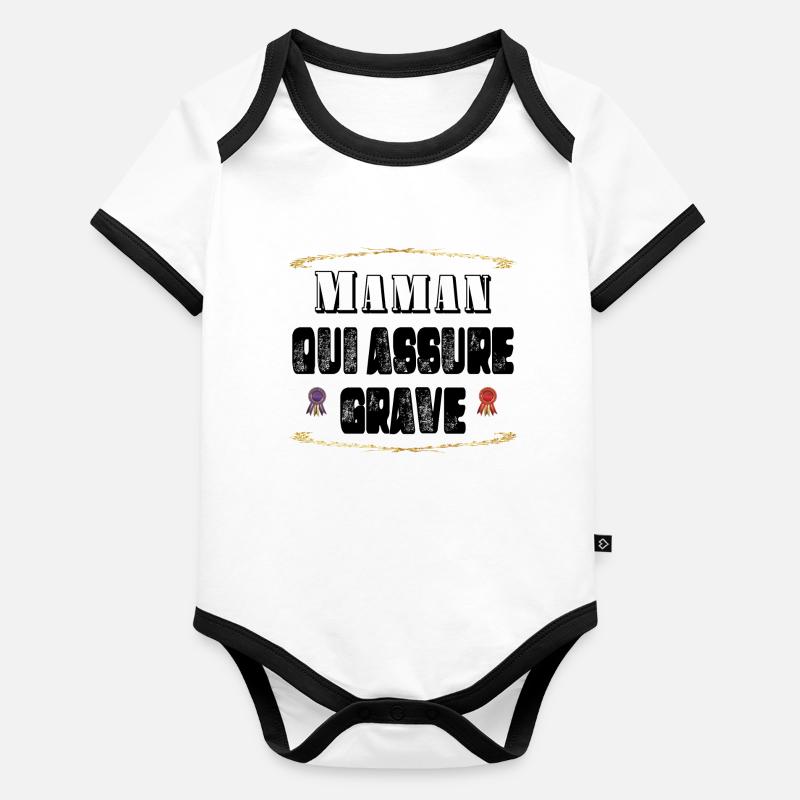Maman Qui Assure Grave Body Bébé bio contrasté manches courtes