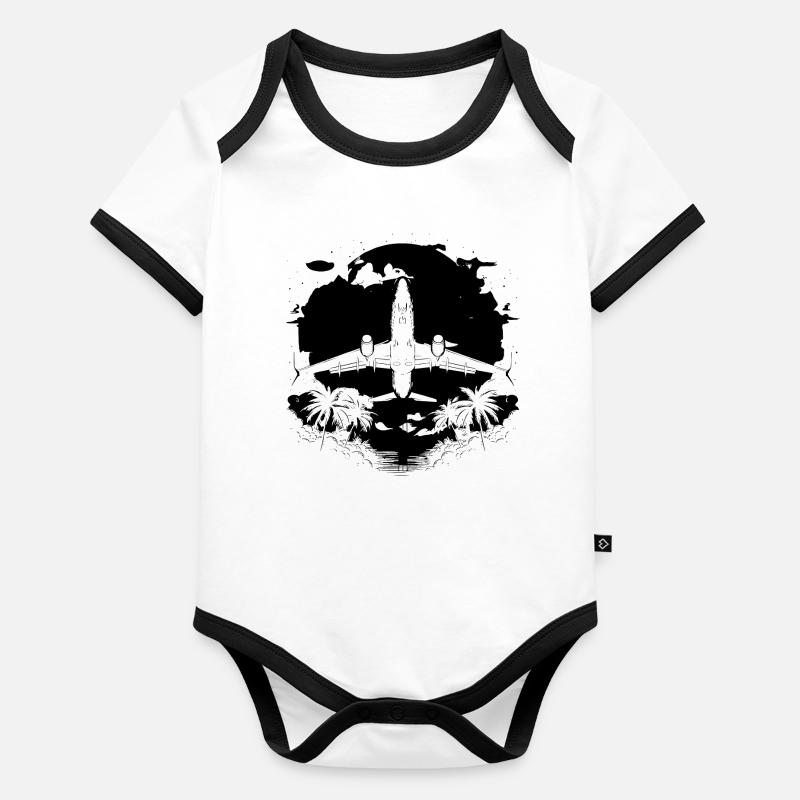 Graphisme d’avion Body Bébé bio contrasté manches courtes