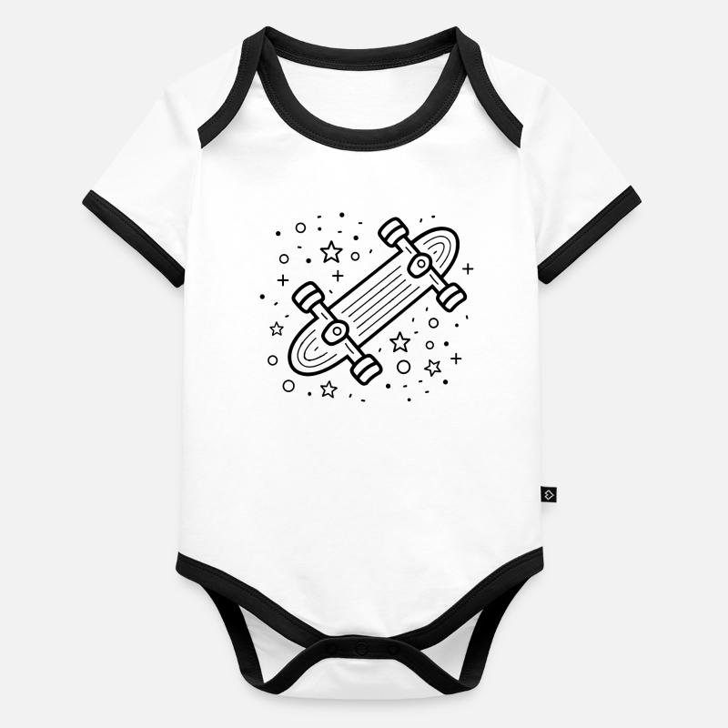 Dessin animé Skateboard Body Bébé bio contrasté manches courtes