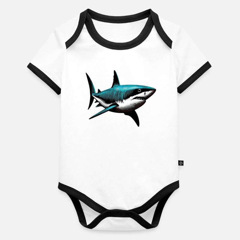 Requin Body Bébé bio contrasté manches courtes