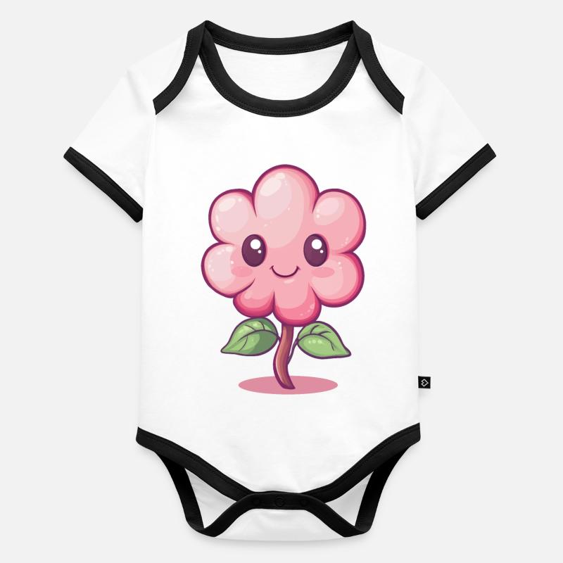 Fleur joyeuse Body Bébé bio contrasté manches courtes