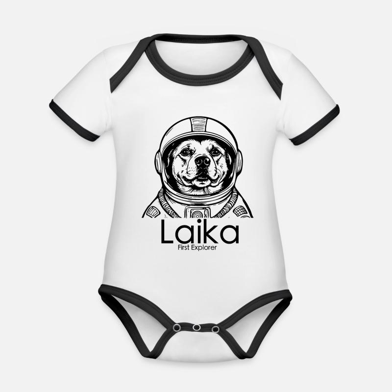 Laïka - Body Bébé bio contrasté manches courtes - blanc/noir