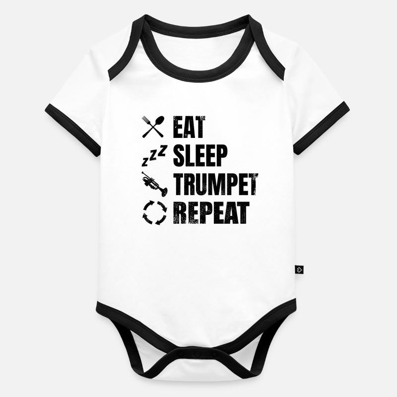 Routine du trompettiste Body Bébé bio contrasté manches courtes