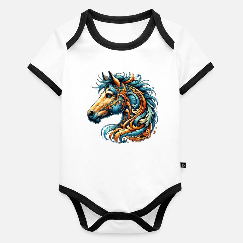 Cheval Body Bébé bio contrasté manches courtes