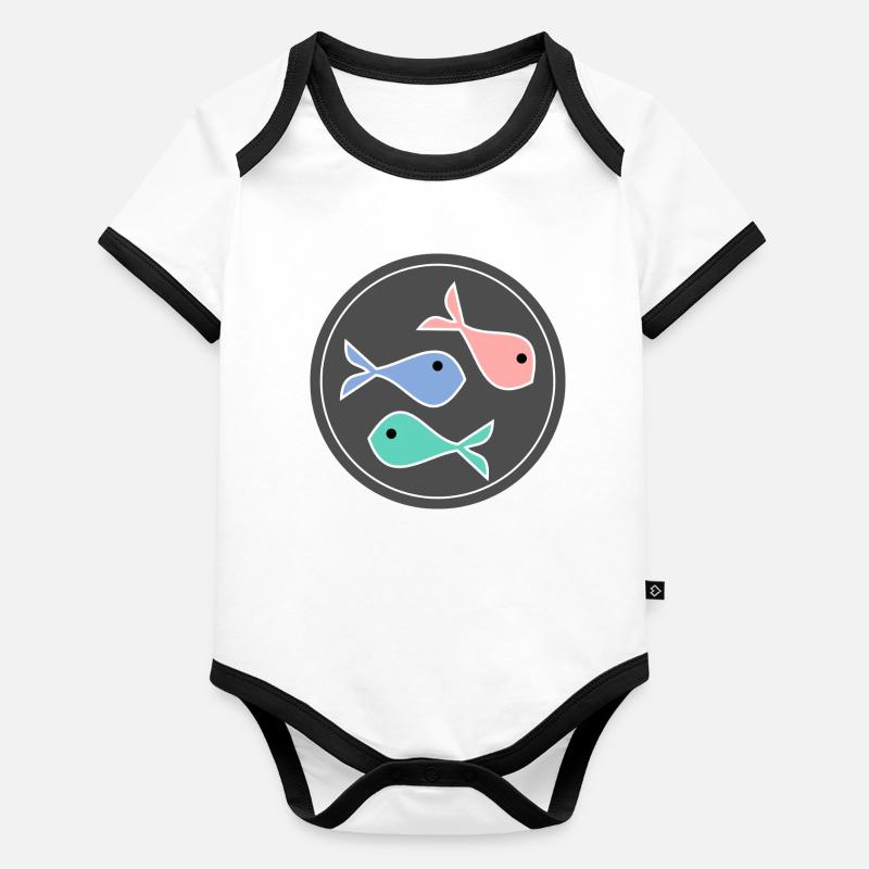 FISH. SARDINE. APRIL FOOL. SEA. OCEAN Organic Baby Contrasting Bodysuit