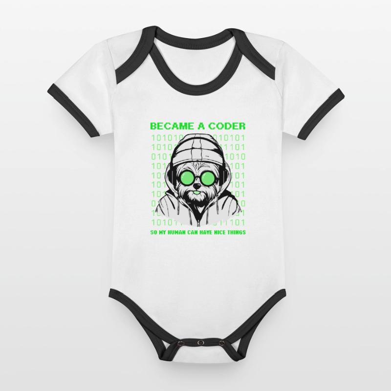 Became a Coder – Hacker Dog Binary Look Organic Baby Contrasting Bodysuit