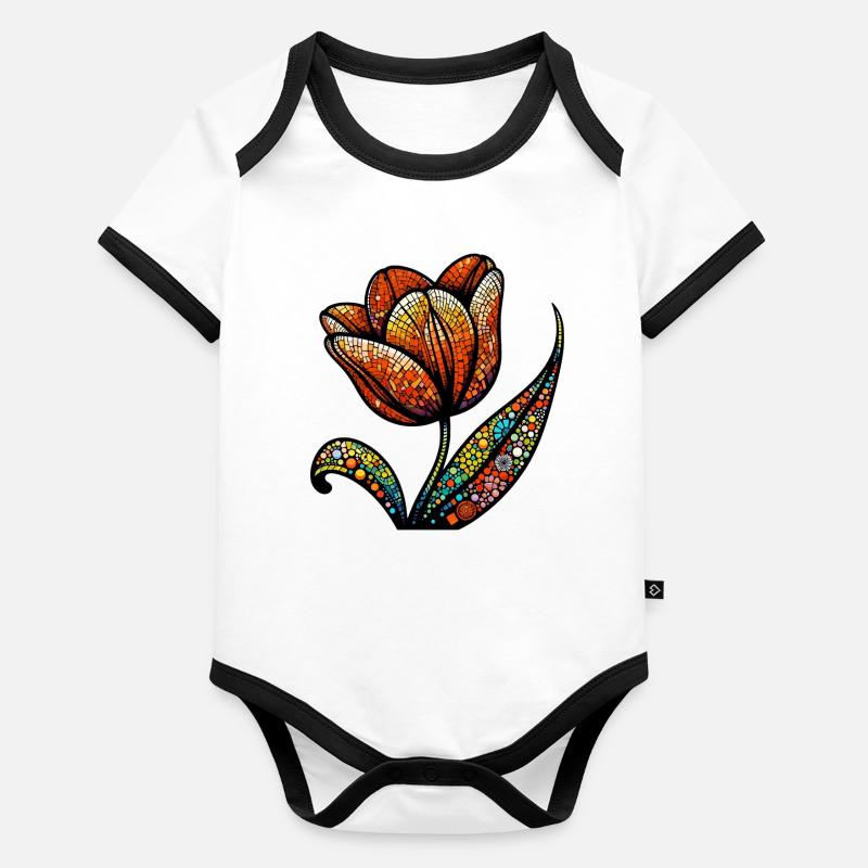 Tulipe Body Bébé bio contrasté manches courtes