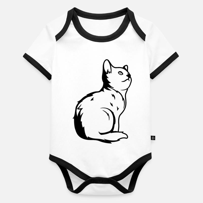 Chat Body Bébé bio contrasté manches courtes