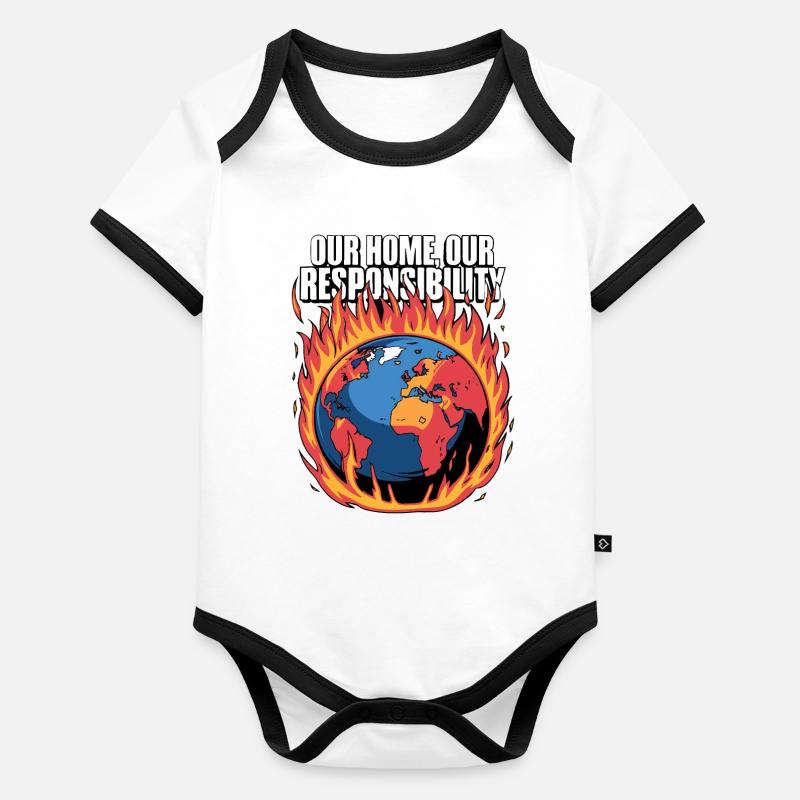 Unser Home Burning Climate Responsibility Design Baby Bio-Kurzarm-Kontrastbody