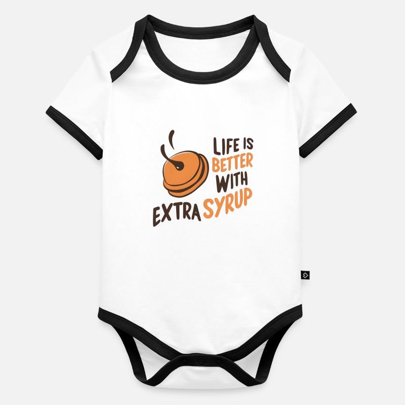 La vie est meilleure avec Extra Syrup Body Bébé bio contrasté manches courtes