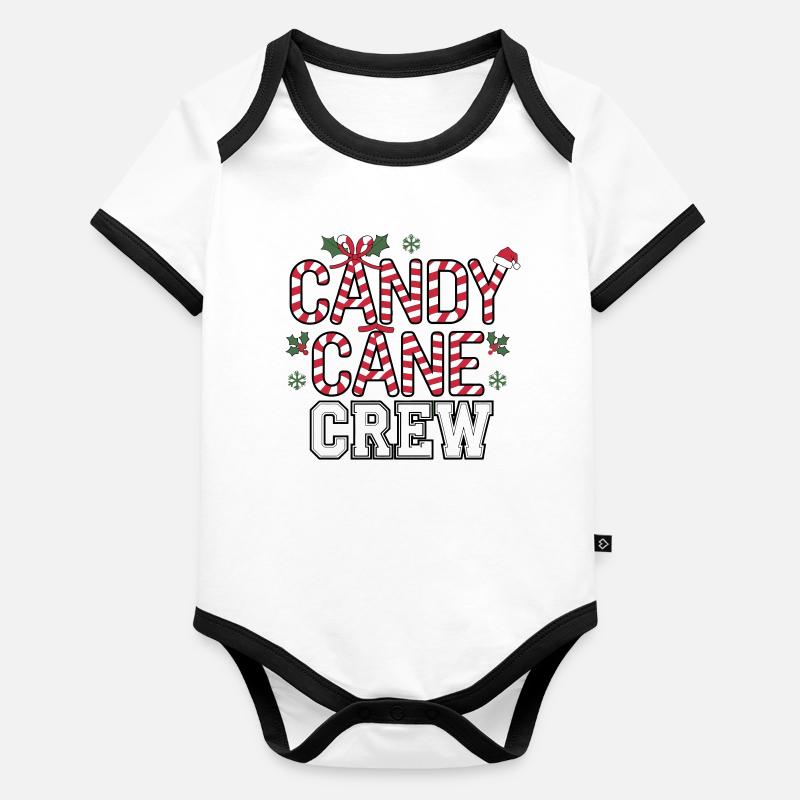 Festive Candy Cane Crew Christmas Organic Baby Contrasting Bodysuit