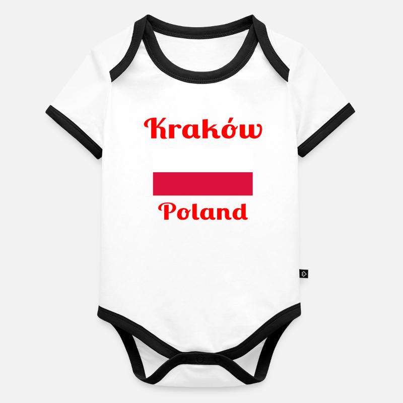 Cracovie, Pologne - Imprimés élégants Body Bébé bio contrasté manches courtes