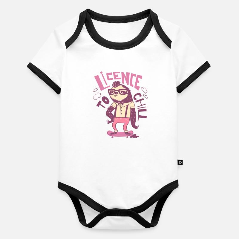 Hipster Sloth – Licence to Chill Organic Baby Contrasting Bodysuit