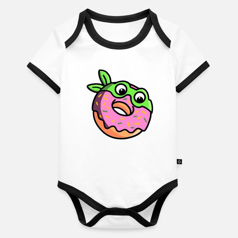Mignon Ninja Donut Fun Dessin animé Body Bébé bio contrasté manches courtes