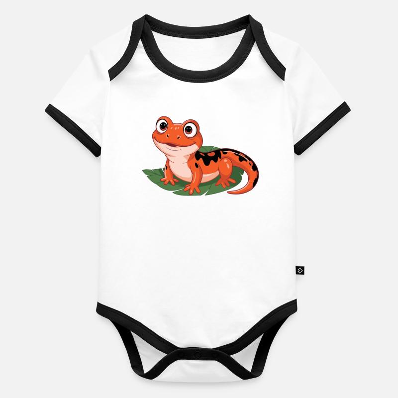 Salamandre feuillue Body Bébé bio contrasté manches courtes