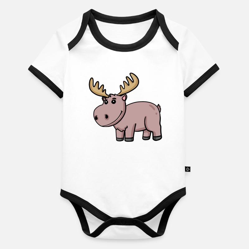 Elch Tier Baby Bio-Kurzarm-Kontrastbody
